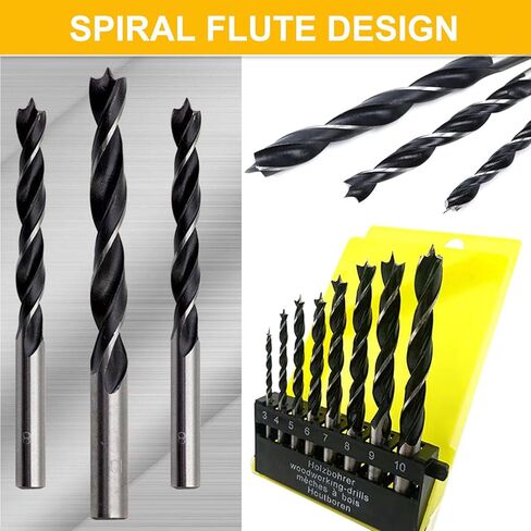 براد بوينت بيت بيت مجموعة 8pcs 3-10mm خشب تويست تويست بيتس الكربون الصلب الصلب النجارة أداة الحفر لخشب الخشب الرقائقي الخشب in Kuwait