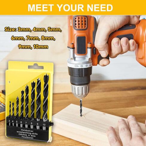 براد بوينت بيت بيت مجموعة 8pcs 3-10mm خشب تويست تويست بيتس الكربون الصلب الصلب النجارة أداة الحفر لخشب الخشب الرقائقي الخشب in Kuwait