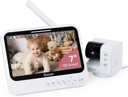 No WiFi Baby Monitor, 7" IPS Screen, 720p Baby Monitor with Camera and Audio, 5000mAh Battery, 1000ft Range, 6 Lullabies & 2 White Noise, VOX, Temperature Sensor, Night Vision, 2-Way Talk in Saudi Arabia
