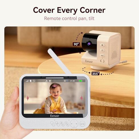 No WiFi Baby Monitor, 7" IPS Screen, 720p Baby Monitor with Camera and Audio, 5000mAh Battery, 1000ft Range, 6 Lullabies & 2 White Noise, VOX, Temperature Sensor, Night Vision, 2-Way Talk in Saudi Arabia