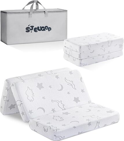 Trifold Pack and Play Mattress 38''x26'', Pack N Play Mattresses with Dual Sided Soft & Firm Memory Foam Foldable Portable Crib Baby Mattress with Washable Cover and Carry Bag in Kuwait