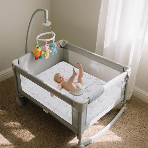 Trifold Pack and Play Mattress 38''x26'', Pack N Play Mattresses with Dual Sided Soft & Firm Memory Foam Foldable Portable Crib Baby Mattress with Washable Cover and Carry Bag in Kuwait