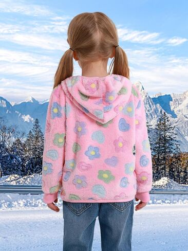 Toddler Girls Fleece Hoodie Cozy 1/3 Zip Up Fall Sweatshirt with Pocket Fuzzy Fleece Jacket for Playground & Casual Top in Kuwait