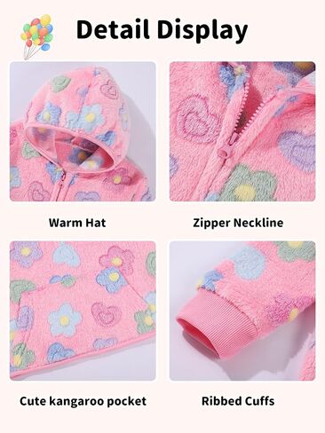 Toddler Girls Fleece Hoodie Cozy 1/3 Zip Up Fall Sweatshirt with Pocket Fuzzy Fleece Jacket for Playground & Casual Top in Kuwait