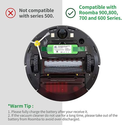 Melasta 14.8V 5200mAh بطارية ليثيوم أيون بديلة متوافقة مع iRobot Roomba 980 960 985 690 801 850 860 870 880 890 891 895 770 780 790 640 650 652 655 665 670 671 675 680685695 in Kuwait