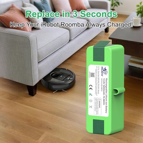 Melasta 14.8V 5200mAh بطارية ليثيوم أيون بديلة متوافقة مع iRobot Roomba 980 960 985 690 801 850 860 870 880 890 891 895 770 780 790 640 650 652 655 665 670 671 675 680685695 in Kuwait