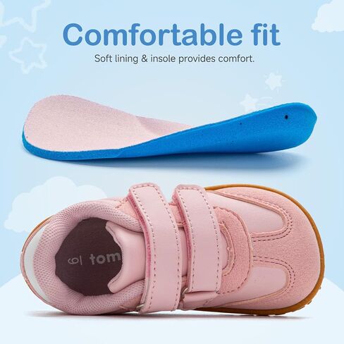 tombik Toddler Shoes Lightweight Barefoot Walking Shoes Non-Slip Sneakers with Dual Hook and Loops in Kuwait