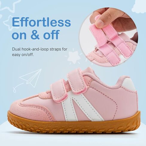 tombik Toddler Shoes Lightweight Barefoot Walking Shoes Non-Slip Sneakers with Dual Hook and Loops in Kuwait