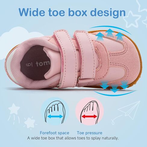 tombik Toddler Shoes Lightweight Barefoot Walking Shoes Non-Slip Sneakers with Dual Hook and Loops in Kuwait