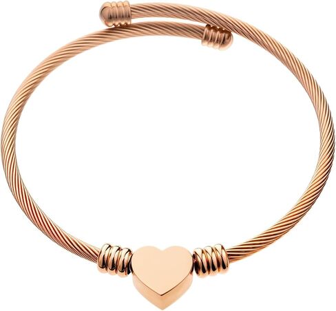 kelistom 316L Stainless Steel Love Heart Charm Bracelet for Women Teen Girls Romantic Gift Silver/Rose/18k Gold Plated OT Clasp Bracelets in Kuwait