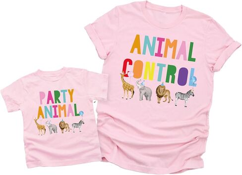 قميص الحيوانات الحفلات ، قميص Safari Zoo Safari Toddler Thirt for Kids Wild Birthday ، tee tee print tee for boys and girls in Kuwait