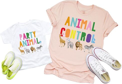 قميص الحيوانات الحفلات ، قميص Safari Zoo Safari Toddler Thirt for Kids Wild Birthday ، tee tee print tee for boys and girls in Kuwait