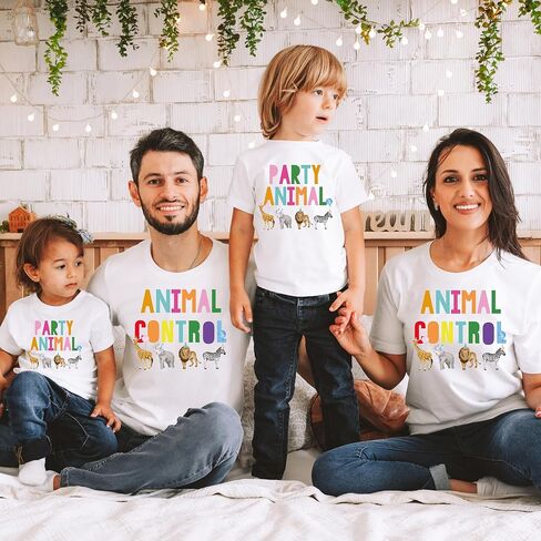 قميص الحيوانات الحفلات ، قميص Safari Zoo Safari Toddler Thirt for Kids Wild Birthday ، tee tee print tee for boys and girls in Kuwait