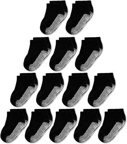 CozyWay Baby & Toddler Socks With Grippers Non Slip Low Cut Grip Socks for Girls and Boys Soft Comfy Cotton 14 Pack in Kuwait