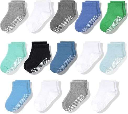 جوارب Cozyway Baby & Toddler مع Grippers Non Slip Low Cut Grip For Girls and Boys Soft Comfy Cotton 14 Pack in Kuwait