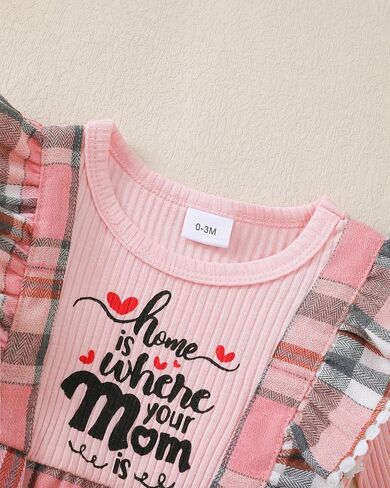 Renotemy Newborn Baby Girl Clothes Fall Winter Outfit Ribbed Romper Plaid Overalls Jumpsuit Infant Girl Outfits 0-18 Months in Saudi Arabia