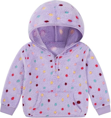 Toddler Girls Fleece Hoodie Cozy 1/3 Zip Up Fall Sweatshirt with Pocket Fuzzy Fleece Jacket for Playground & Casual Top in Kuwait