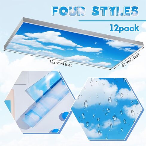 12 Pcs PVC Fluorescent Light Covers 2x4ft Ceiling Classroom Filters Ceiling Panels Florescent Light Diffuser with Backlit Film Material for Office School(Forest) in Saudi Arabia