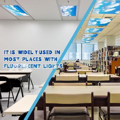 12 Pcs PVC Fluorescent Light Covers 2x4ft Ceiling Classroom Filters Ceiling Panels Florescent Light Diffuser with Backlit Film Material for Office School(Forest) in Saudi Arabia