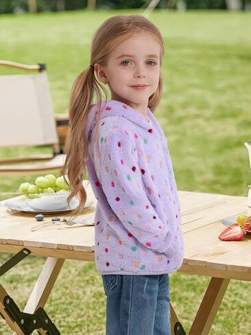 Toddler Girls Fleece Hoodie Cozy 1/3 Zip Up Fall Sweatshirt with Pocket Fuzzy Fleece Jacket for Playground & Casual Top in Kuwait