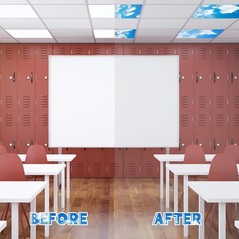 12 Pcs PVC Fluorescent Light Covers 2x4ft Ceiling Classroom Filters Ceiling Panels Florescent Light Diffuser with Backlit Film Material for Office School(Forest) in Saudi Arabia