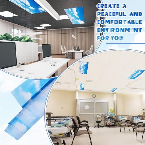12 Pcs PVC Fluorescent Light Covers 2x4ft Ceiling Classroom Filters Ceiling Panels Florescent Light Diffuser with Backlit Film Material for Office School(Forest) in Saudi Arabia