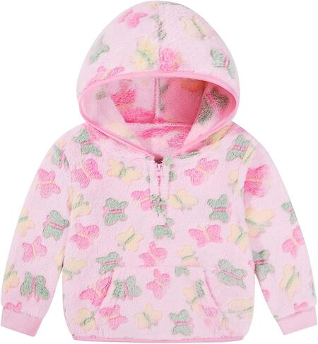 Toddler Girls Fleece Hoodie Cozy 1/3 Zip Up Fall Sweatshirt with Pocket Fuzzy Fleece Jacket for Playground & Casual Top in Kuwait