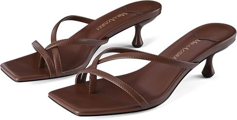 MIRAAZZURRA Kitten Heels for Women Flip Flop Thong Heel Square Open Toe Low Heel Slip On Slides for Daily Party Summer in Kuwait
