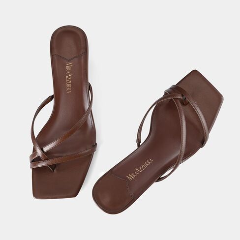 MIRAAZZURRA Kitten Heels for Women Flip Flop Thong Heel Square Open Toe Low Heel Slip On Slides for Daily Party Summer in Kuwait