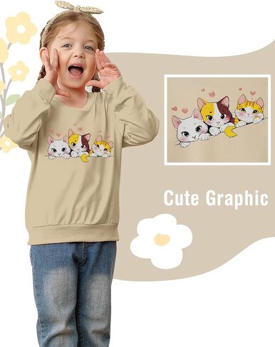 فتيات الرسوم البيانية للبلوزات الطاقم Crewneck لطيف كرتون Pulver in Kuwait