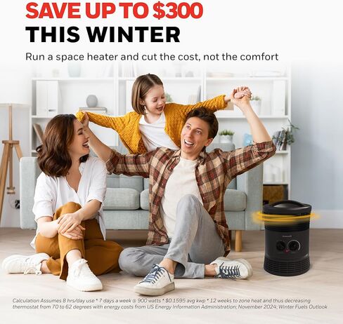 سخان هانيويل HHF360V بمروحة محيطة 360 درجة مع مخرج حرارة محيطي، رمادي فحمي، سخان محمول موفر للطاقة مع منظم حرارة قابل للتعديل وإعدادين للحرارة in Kuwait