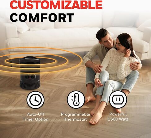 سخان هانيويل HHF360V بمروحة محيطة 360 درجة مع مخرج حرارة محيطي، رمادي فحمي، سخان محمول موفر للطاقة مع منظم حرارة قابل للتعديل وإعدادين للحرارة in Kuwait