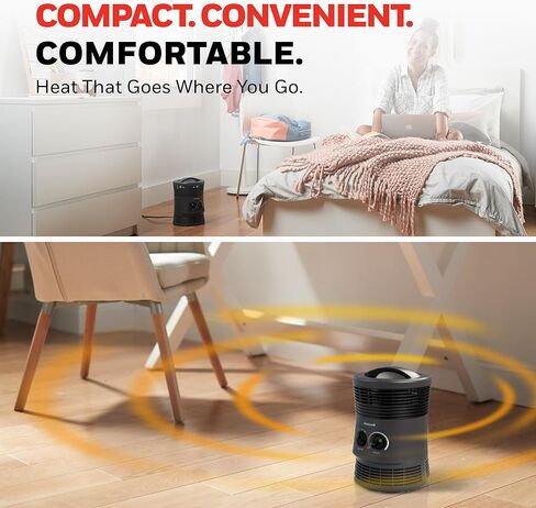 سخان هانيويل HHF360V بمروحة محيطة 360 درجة مع مخرج حرارة محيطي، رمادي فحمي، سخان محمول موفر للطاقة مع منظم حرارة قابل للتعديل وإعدادين للحرارة in Kuwait