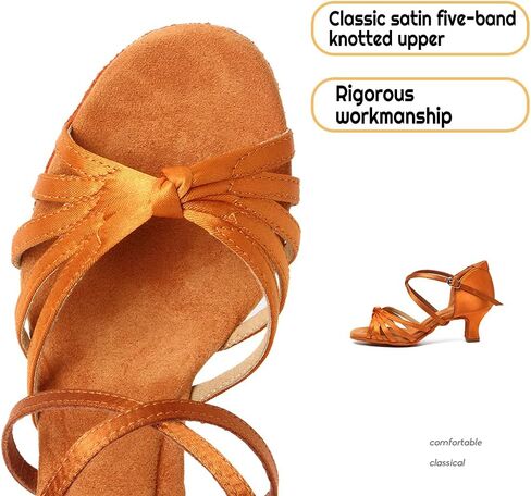 HIPPOSEUS Women's Satin Latin Dance Shoes Professional Ballroom Salsa Practice Performance Dance Shoes,Model 217 in Kuwait