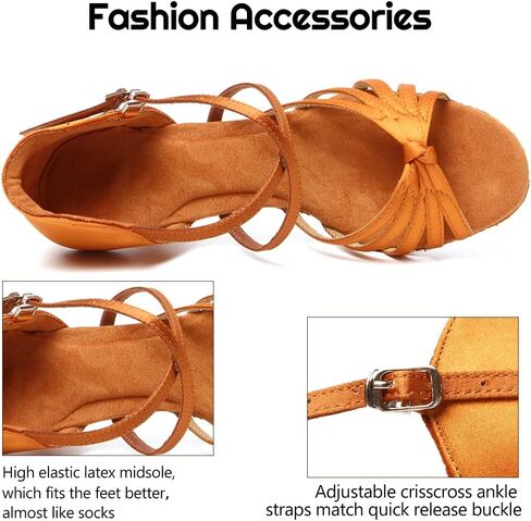 HIPPOSEUS Women's Satin Latin Dance Shoes Professional Ballroom Salsa Practice Performance Dance Shoes,Model 217 in Kuwait