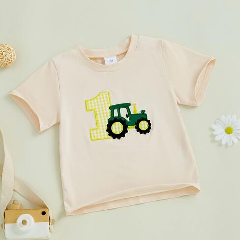 Yokjzjd Toddler Baby Boy 1st 2nd 3rd 4th عيد ميلاد الزي جرار قصير الأكمام تي شيرت قميص عيد ميلاد قميص الصيف in Kuwait
