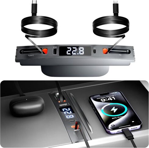 Qoope Tesla USB Hub Model 3 Model Y Accessories 2023 2022 2021 محطة إرساء شاحن سريع لوحدة التحكم المركزية طراز 3/Y، هدايا لأصحاب تسلا in Kuwait
