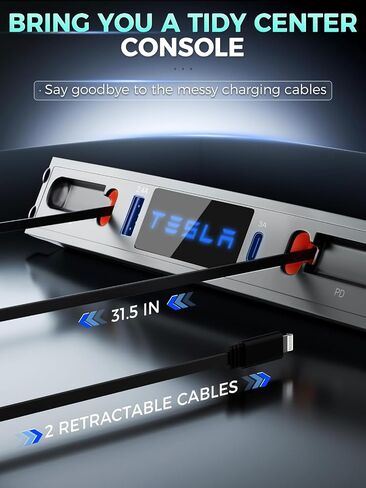 Qoope Tesla USB Hub Model 3 Model Y Accessories 2023 2022 2021 محطة إرساء شاحن سريع لوحدة التحكم المركزية طراز 3/Y، هدايا لأصحاب تسلا in Kuwait