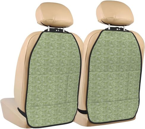Ferns Sage Green Car Kick Mats Proctors ، 2 Pack Auto Seat Back Covers with 3 Organizer Pockets Travel Expensions Universal Interior من الأوساخ ، الطين in Saudi Arabia