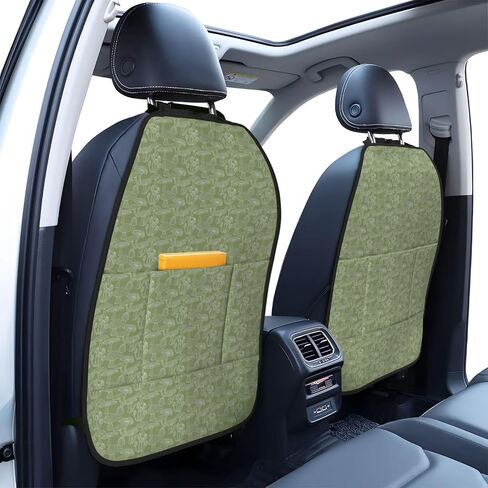 Ferns Sage Green Car Kick Mats Proctors ، 2 Pack Auto Seat Back Covers with 3 Organizer Pockets Travel Expensions Universal Interior من الأوساخ ، الطين in Saudi Arabia