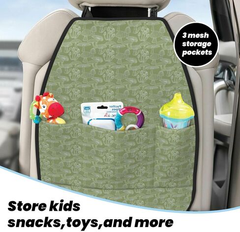 Ferns Sage Green Car Kick Mats Proctors ، 2 Pack Auto Seat Back Covers with 3 Organizer Pockets Travel Expensions Universal Interior من الأوساخ ، الطين in Saudi Arabia
