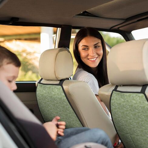 Ferns Sage Green Car Kick Mats Proctors ، 2 Pack Auto Seat Back Covers with 3 Organizer Pockets Travel Expensions Universal Interior من الأوساخ ، الطين in Saudi Arabia