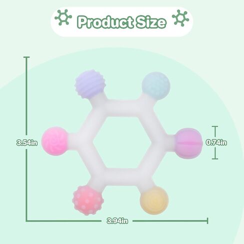 3 Pack Baby Teething Toys, BPA-Free Silicone Baby Teether Toys Teething Relief, Chew Toy for Babies 6-24 Months (Green & Blue & Pale Pink) in Kuwait