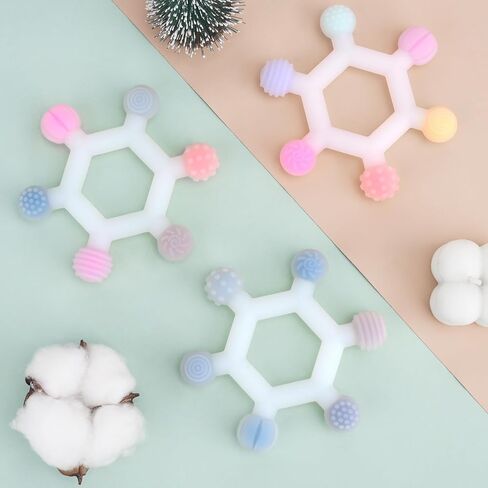 3 Pack Baby Teething Toys, BPA-Free Silicone Baby Teether Toys Teething Relief, Chew Toy for Babies 6-24 Months (Green & Blue & Pale Pink) in Kuwait