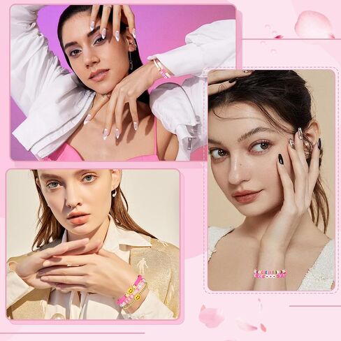 Preppy Bracelets Set Colorful White Gold Smile Heart Star Polymer Beaded Pearl Clay Stackable Charm Y2K Kidcore Aesthetic Summer Beach Bohemian Stretch Layering Bracelets Jewelry for Girls Women Teens in Kuwait