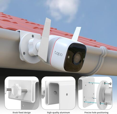 Gutter Mount Compatible with Tapo TP-Link Security Outdoor Camera(C320WS)(3MP C310)/2K QHD ColorPro(C325WB)/DEKCO Solar Security Camera Outdoor DC4L/5L/9L 2K Camera (White) in Kuwait