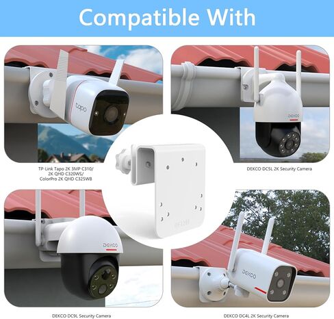Gutter Mount Compatible with Tapo TP-Link Security Outdoor Camera(C320WS)(3MP C310)/2K QHD ColorPro(C325WB)/DEKCO Solar Security Camera Outdoor DC4L/5L/9L 2K Camera (White) in Kuwait