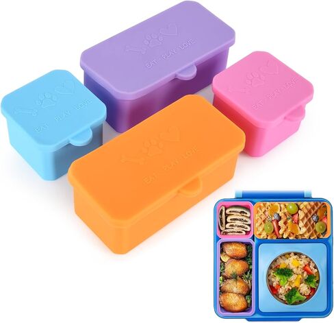 Silicone Snack Containers with Lids for OmieBox, 4 Pack Silicone Containers for Food Compatible with Most Bento Lunch Box, Dip Container for Lunches in Saudi Arabia