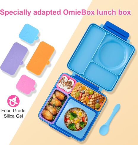 Silicone Snack Containers with Lids for OmieBox, 4 Pack Silicone Containers for Food Compatible with Most Bento Lunch Box, Dip Container for Lunches in Saudi Arabia