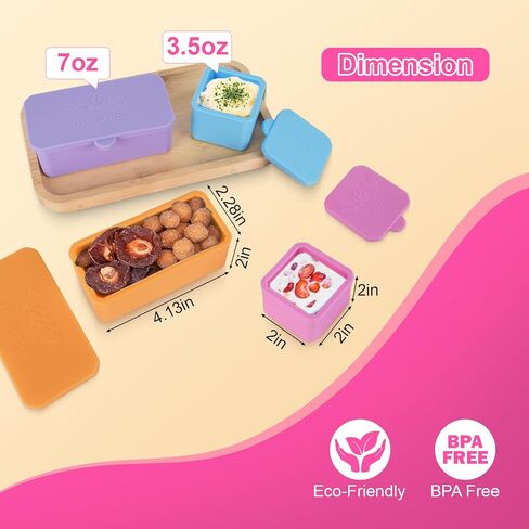 Silicone Snack Containers with Lids for OmieBox, 4 Pack Silicone Containers for Food Compatible with Most Bento Lunch Box, Dip Container for Lunches in Saudi Arabia